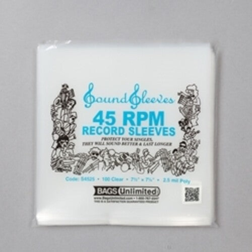 Bags Unlimited 7 Inch 45 RPM Record Outer Sleeve - 100 Count (Clear)