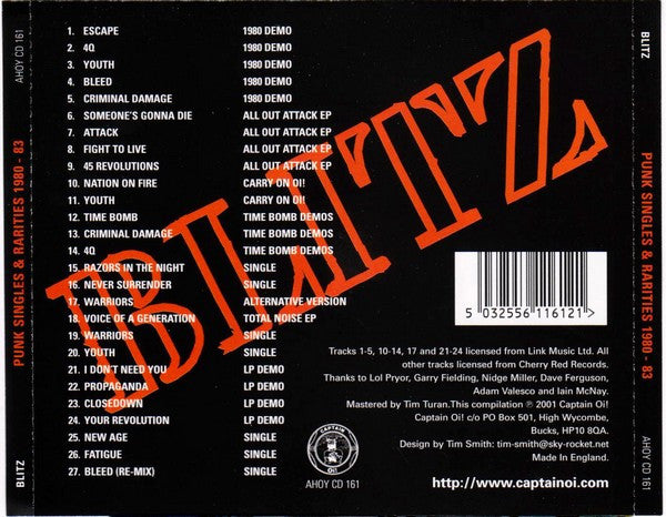 BLITZ "Punk Singles And Rarities 1980-83" CD (Import)
