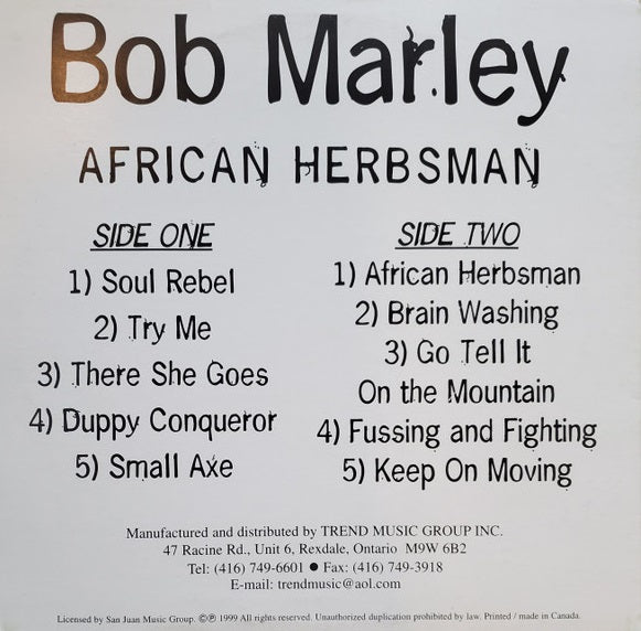 MARLEY, BOB "African Herbsman" LP
