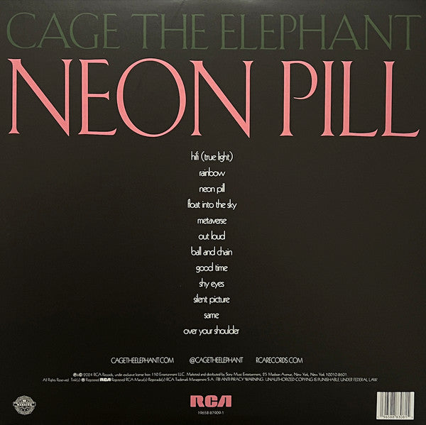 CAGE THE ELEPHANT "Neon Pill" LP (Clear Vinyl)