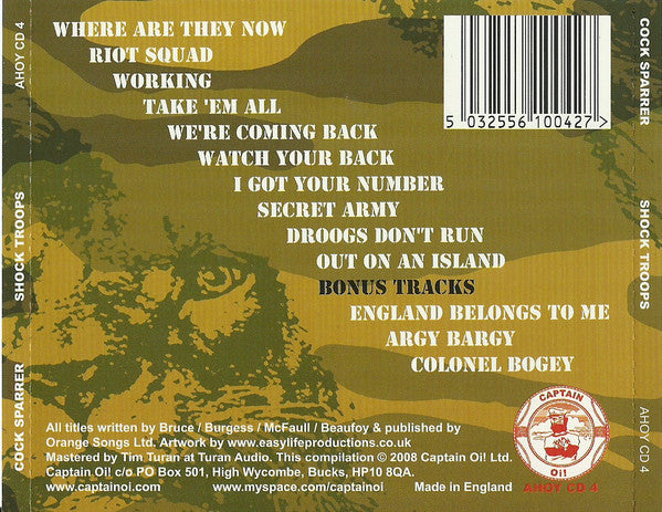 COCK SPARRER "Shock Troops" CD (2008 w/ BONUS)