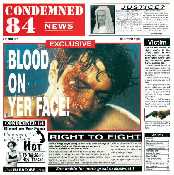 CONDEMNED 84 "Blood On Yer Face" LP (PInk Vinyl)