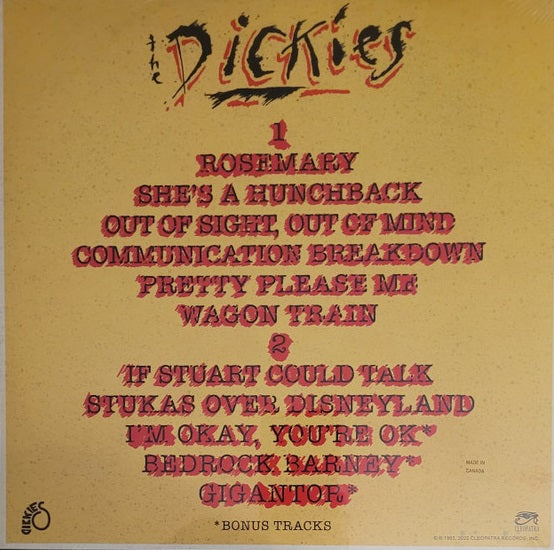DICKIES, THE "Stukas Over Disneyland" LP (Red Vinyl)