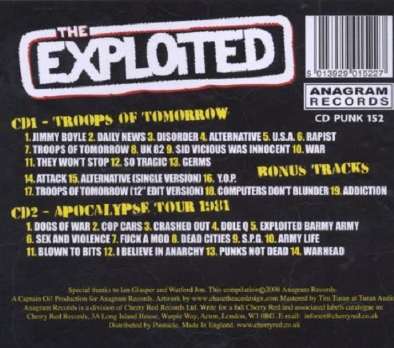 EXPLOITED, THE "Troops of Tomorrow + Apocalypse Tour 1981" CDx2
