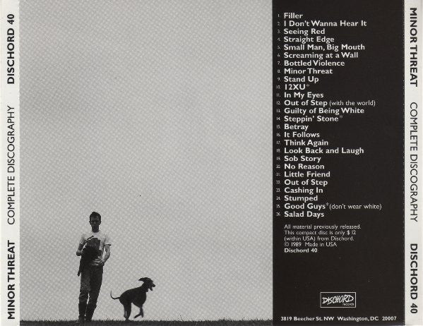 MINOR THREAT "Complete Discography" CD