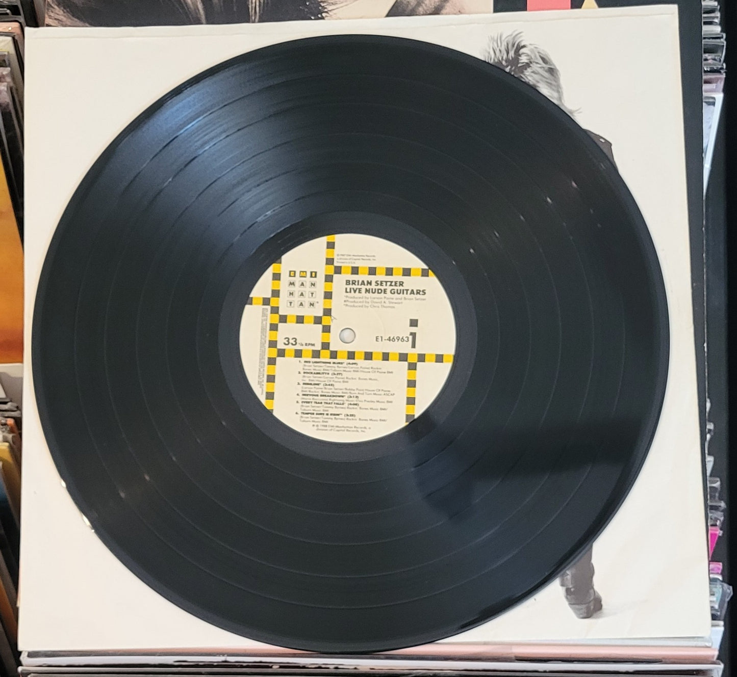 SETZER, BRIAN "Live Nude Guitars" LP (1988) STRAY CATS Rockabilly VG/VG