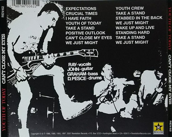 YOUTH OF TODAY Can't Close My Eyes" CD