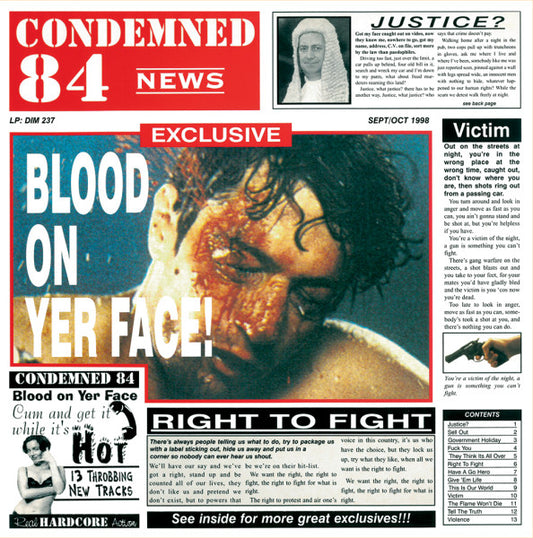 CONDEMNED 84 "Blood On Yer Face" LP (PInk Vinyl)