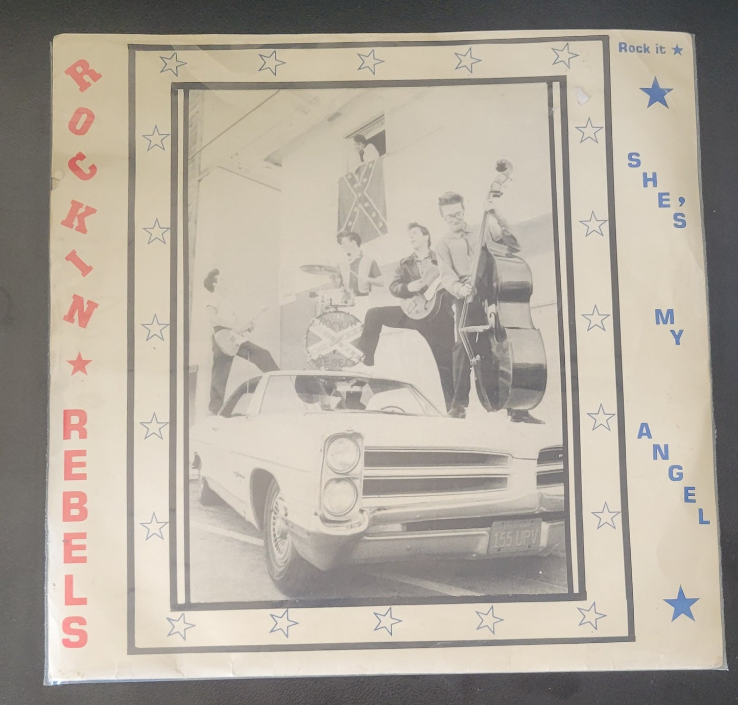 ROCKIN' REBELS "She's My Angel" EP Rockabilly Red Vinyl 7" (1981) VG/VG
