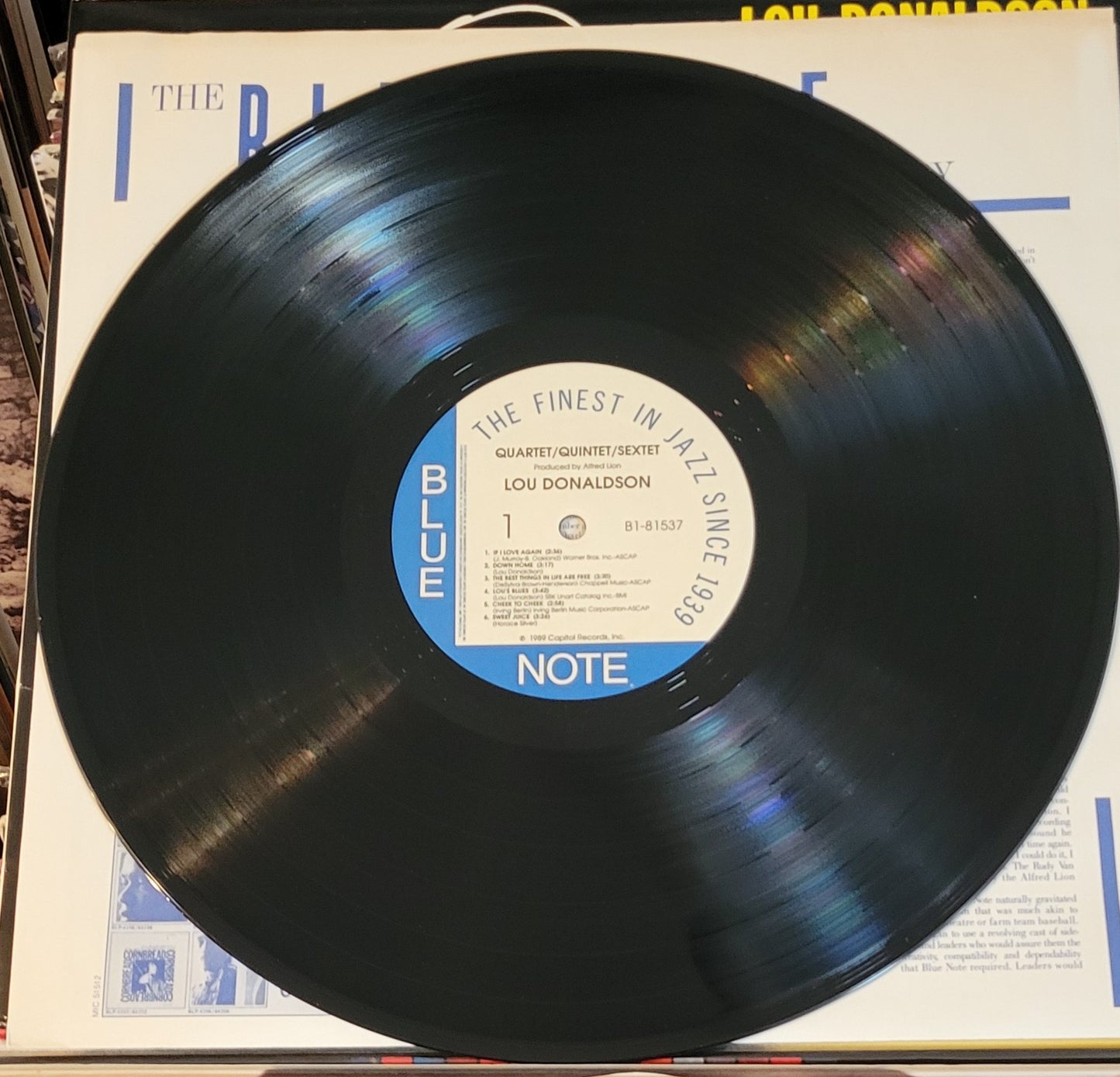DONALDSON, LOU "Quartet/Quintet/Sextet" LP (1988 Blue Note RE) VG+/VG+