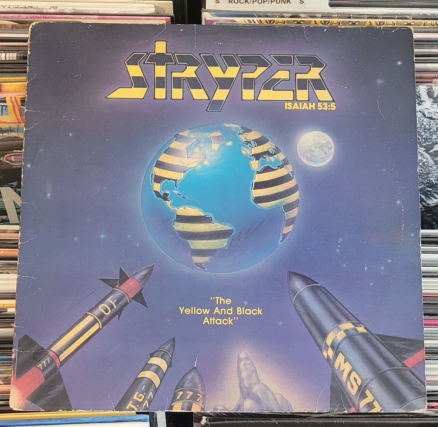 STRYPER "The Yellow and Black Attack" (1984) Yellow EP Glam Metal VG+/VG