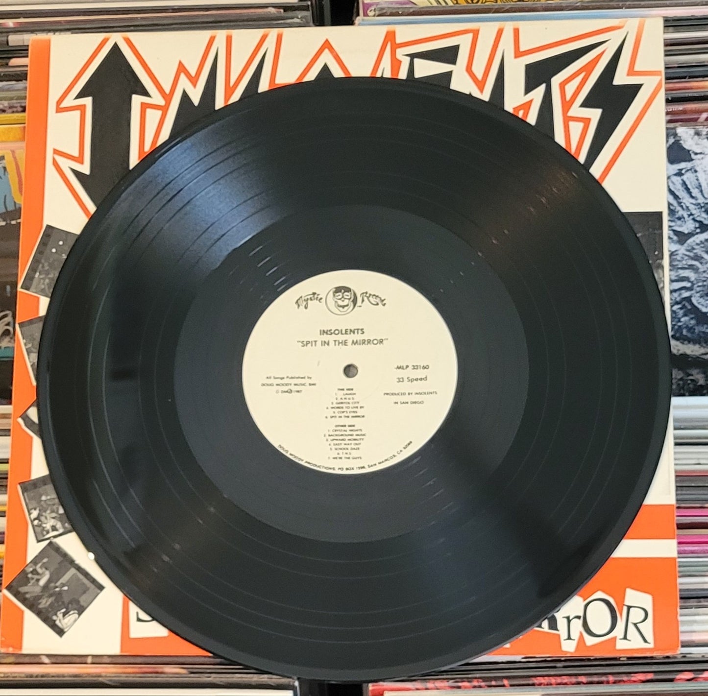 INSOLENTS "Spit in the Mirror" LP (1987) Hardcore Punk MYSTIC VG+/VG+