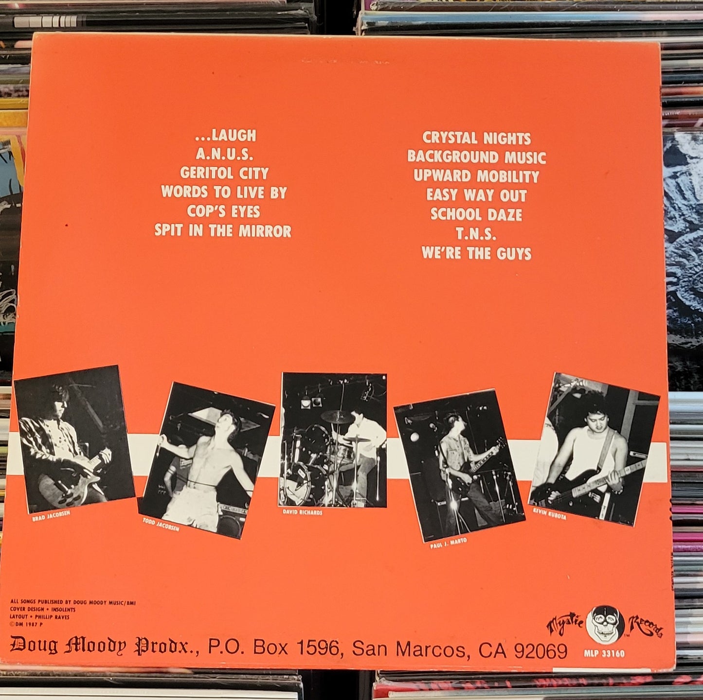 INSOLENTS "Spit in the Mirror" LP (1987) Hardcore Punk MYSTIC VG+/VG+