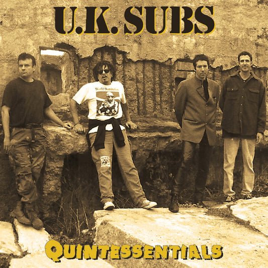 U.K. SUBS "Quintessentials" LP (Yellow w/ Black Splatter Vinyl)